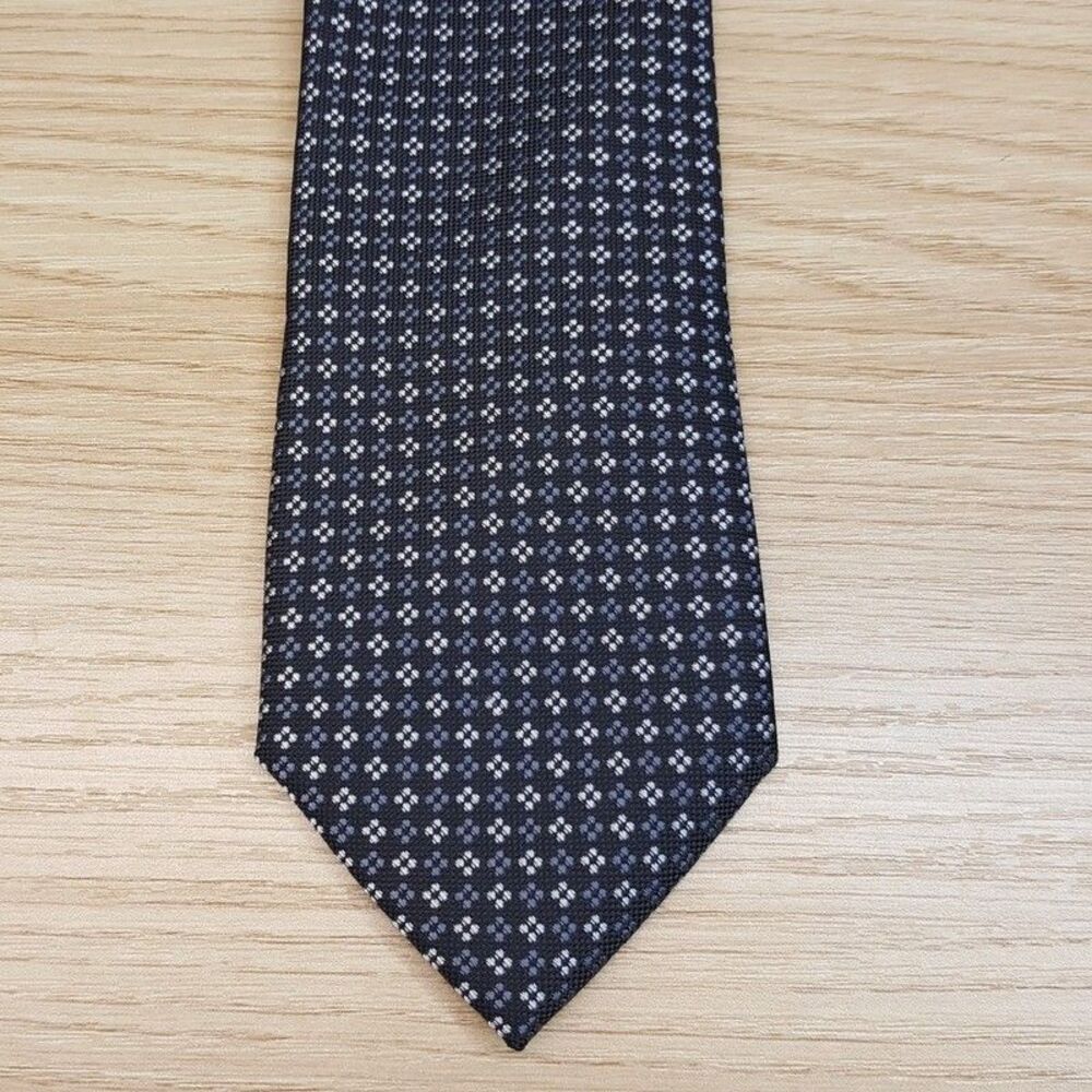 BAR III Mens Neck Tie Black Micro Floral Silk Blend Modern Slim